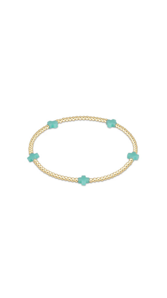 Enewton Signature Cross Small Gold Pattern 2mm Bead Bracelet-Mint