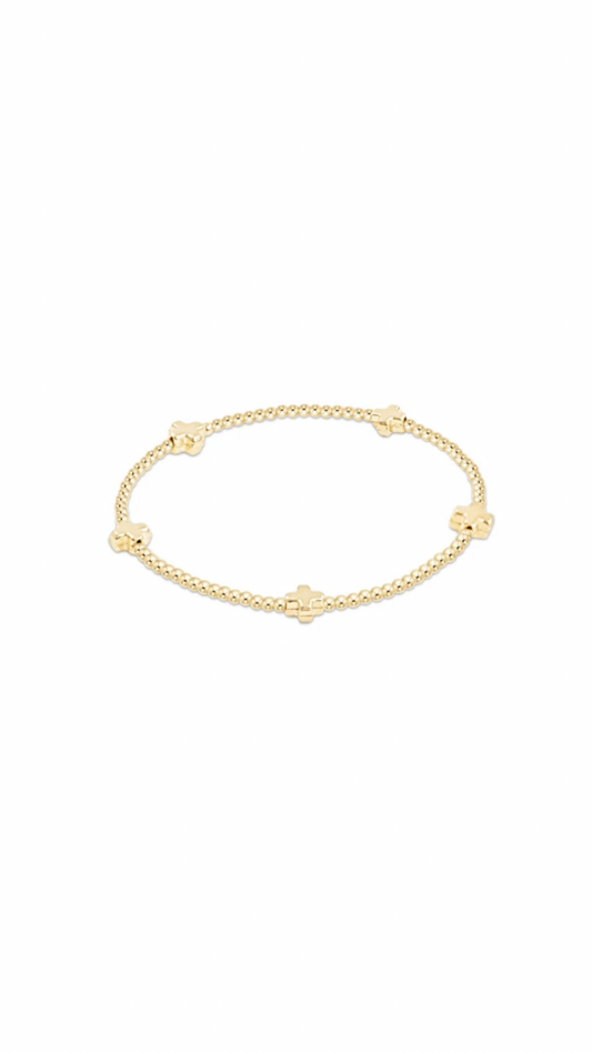 Enewton Signature Cross Small Gold Pattern 2mm Bead Bracelet - Gold