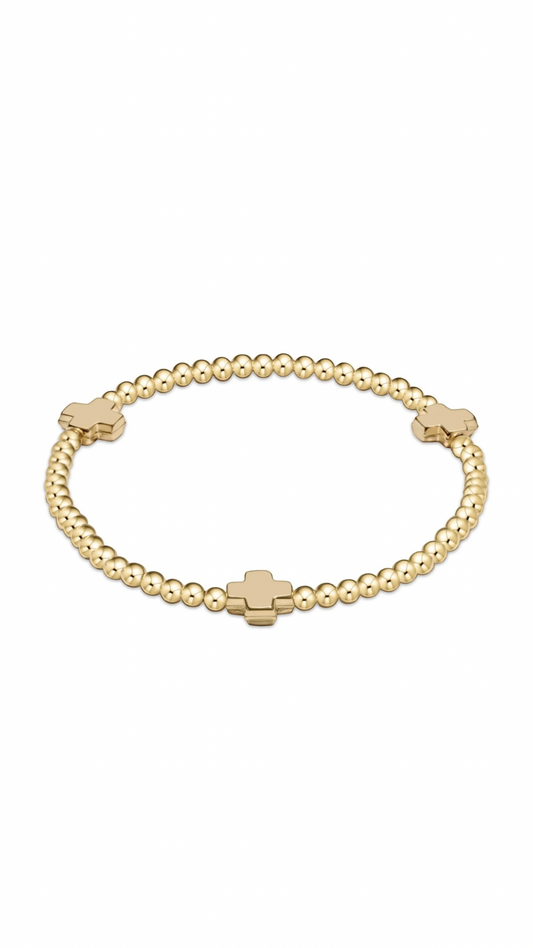 Enewton Signature Cross Gold Pattern 3mm Bead Bracelet - Gold