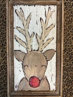 18" Reindeer Embossed Metal Framed Wall Art