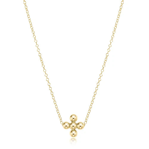 Enewton 16" Necklace Gold-Classic Beaded Cross -3MM Gold