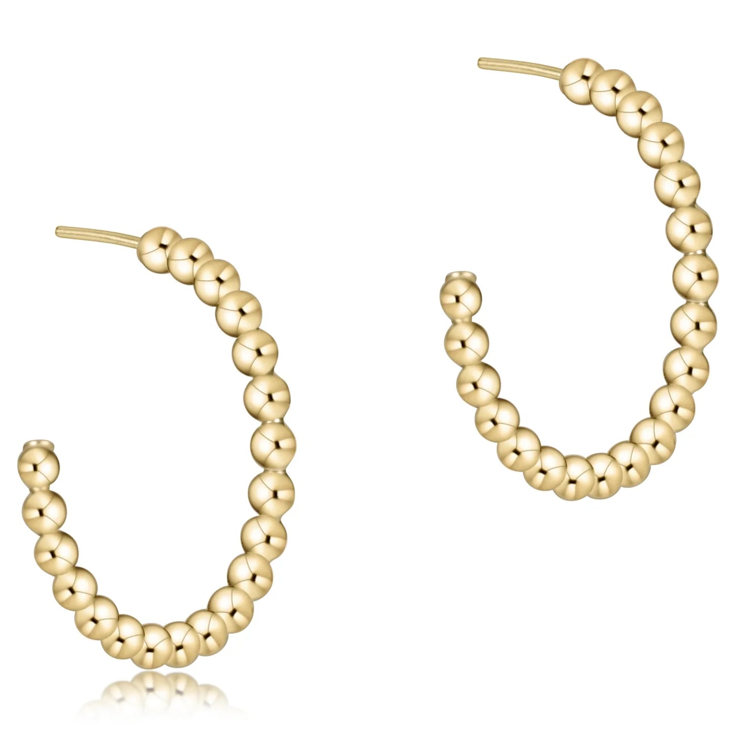 E Newton Beaded Classic 1.25" Post Hoop - 4mm Gold