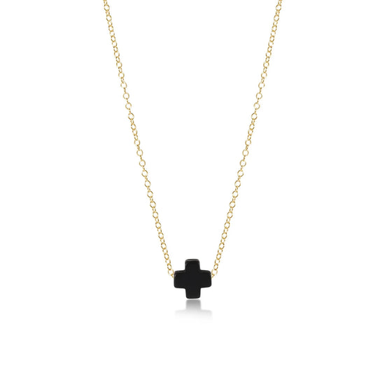 E Newton 16" Necklace - Signature Cross Onyx