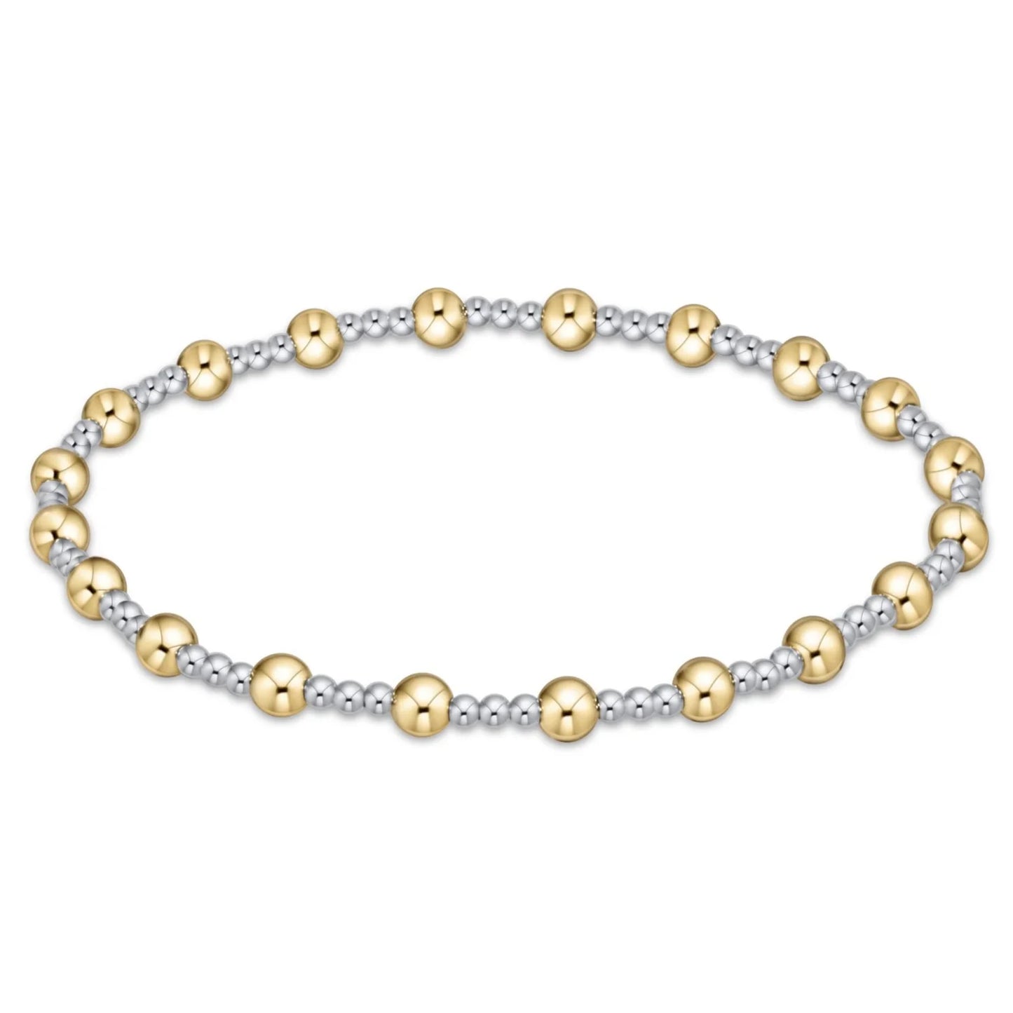 E Newton Classic Sincerity Pattern 4mm Bead Bracelet - Mixed Metal