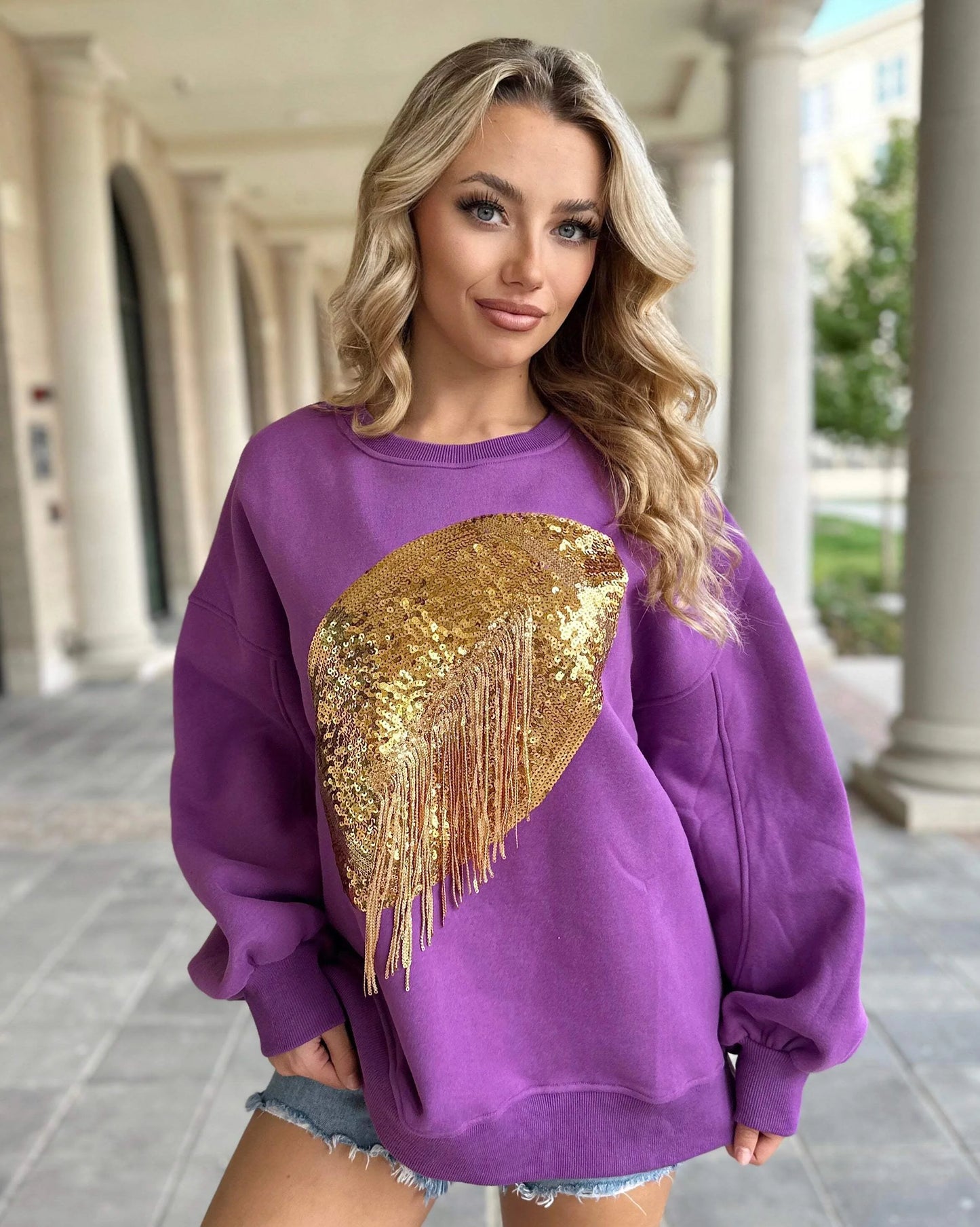 Sequin Football Sweatshirt