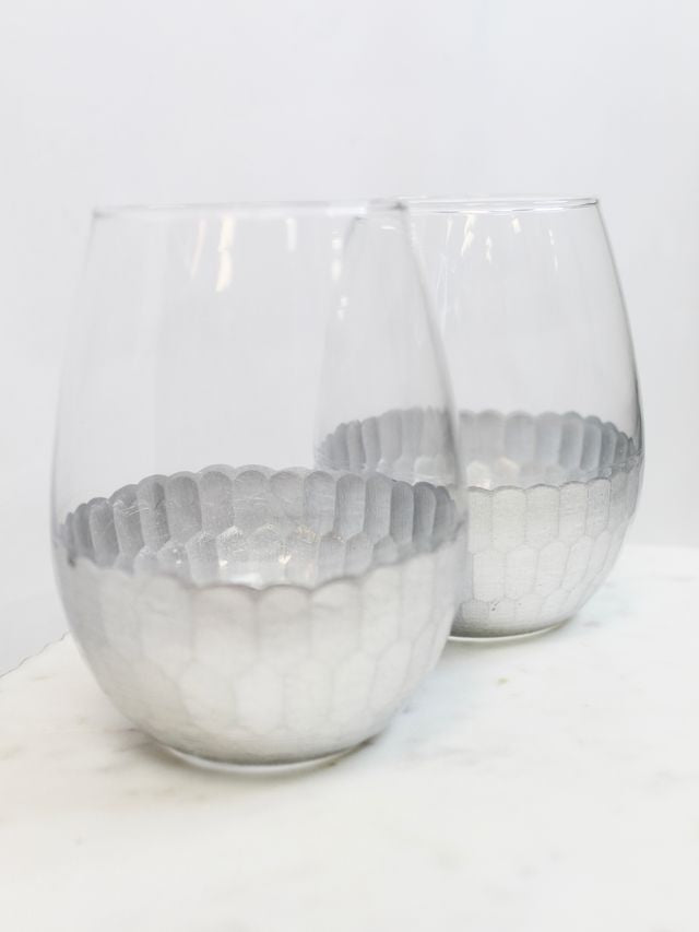 Stemless Glass With Silver Bottom