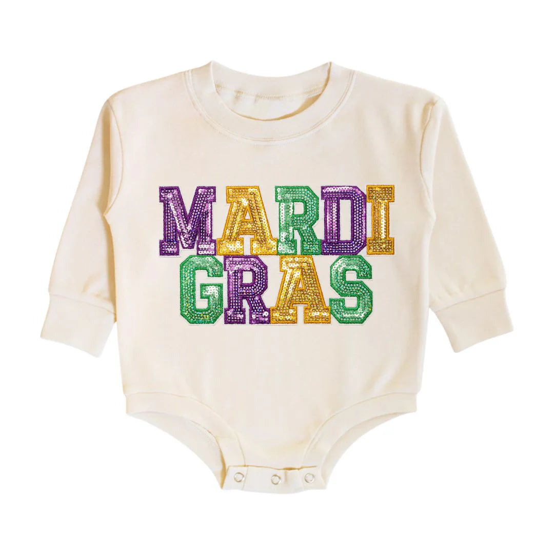 Mardi Gras Patch Long Sleeve Romper (Unisex)