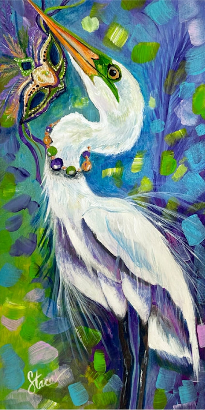 SB Mardi Gras Egret Painting