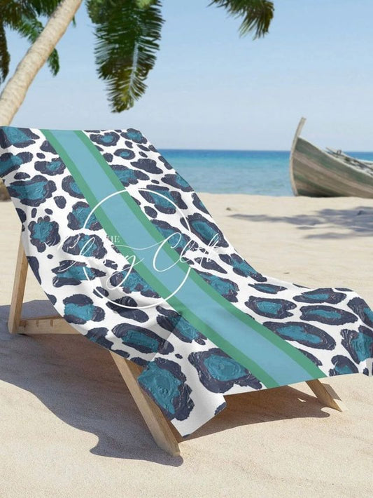 Beach Towel- Teal Leopard