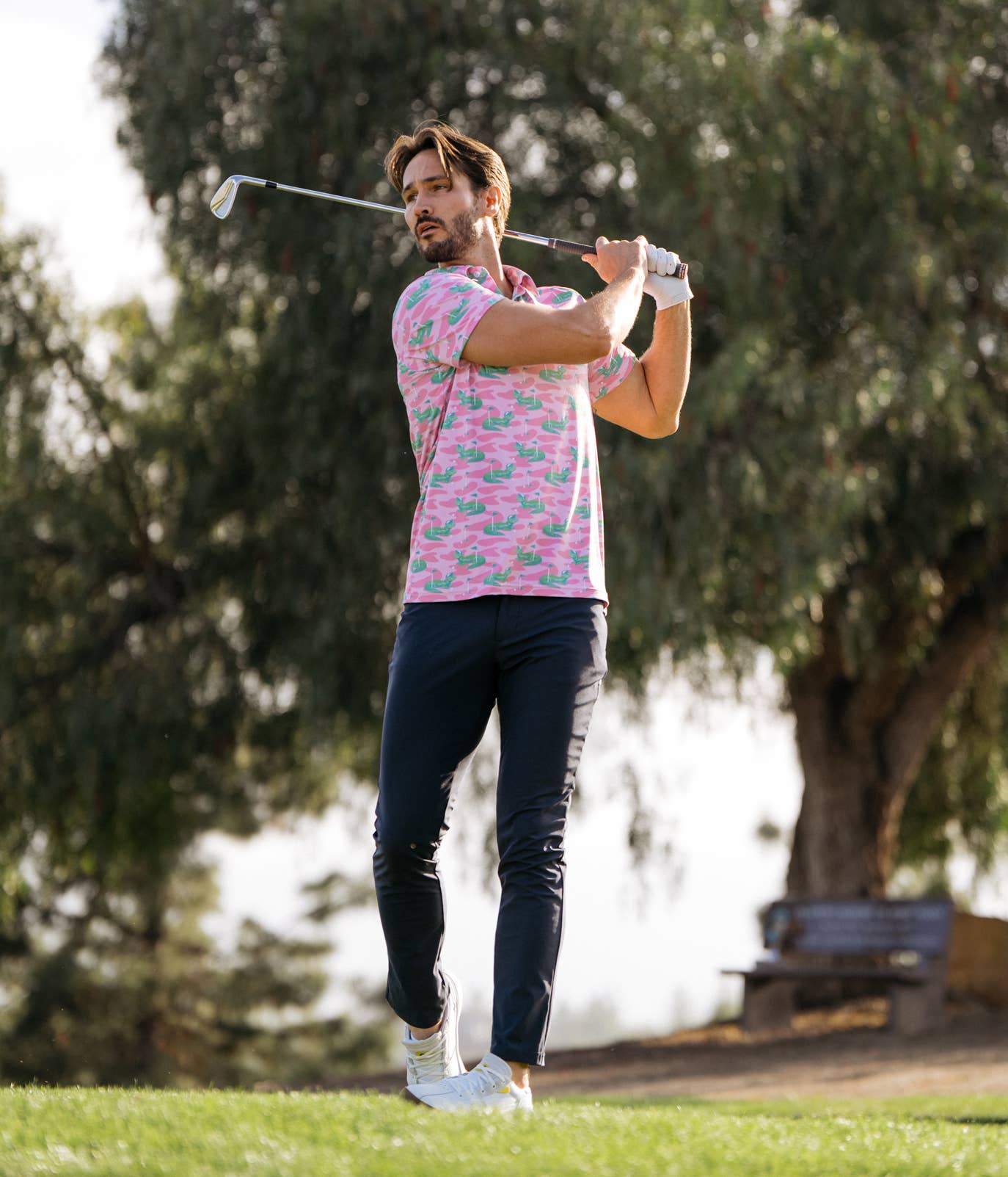 Gator Golfer Pink Men's Golf Polo