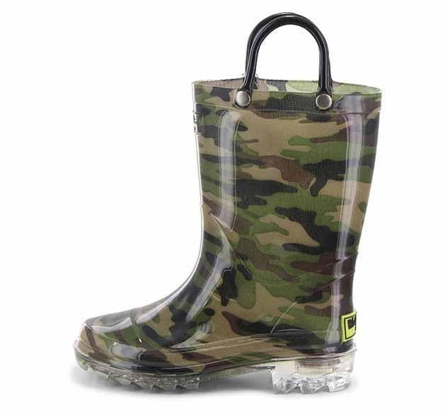 Kids Lighted Rain Boots - Camo