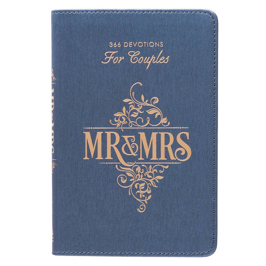 Devotional for Mr. & Mrs. - Blue Faux Leather