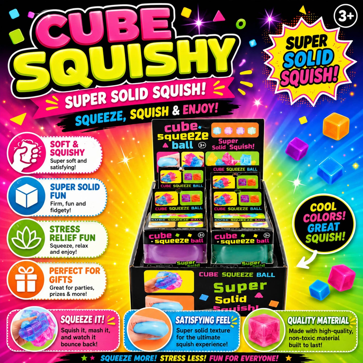 Stress Cube Squishies – Slow Rise Ice Cube Fidget Set
