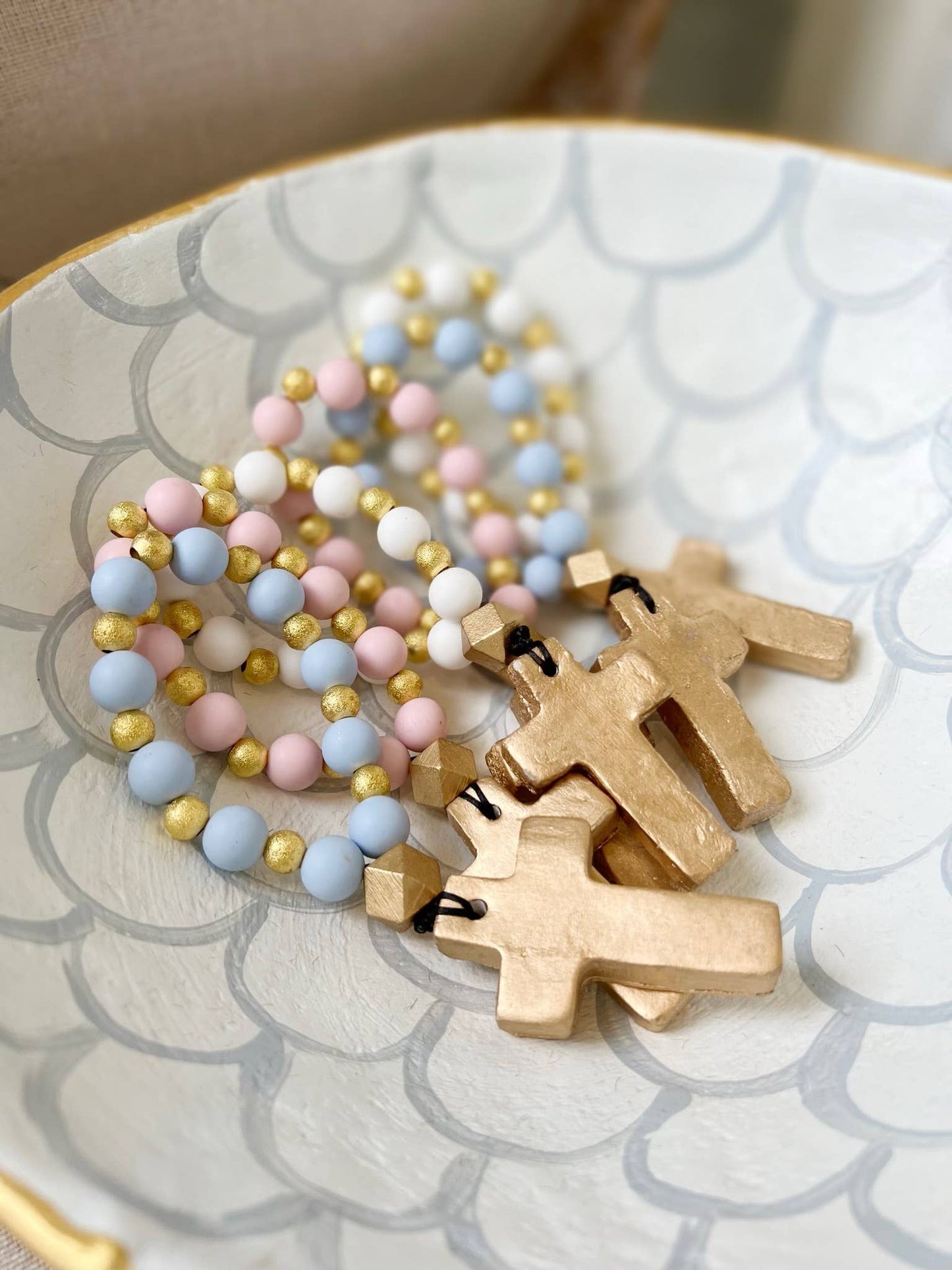 Prayer Beads with Gold - 4 Colors