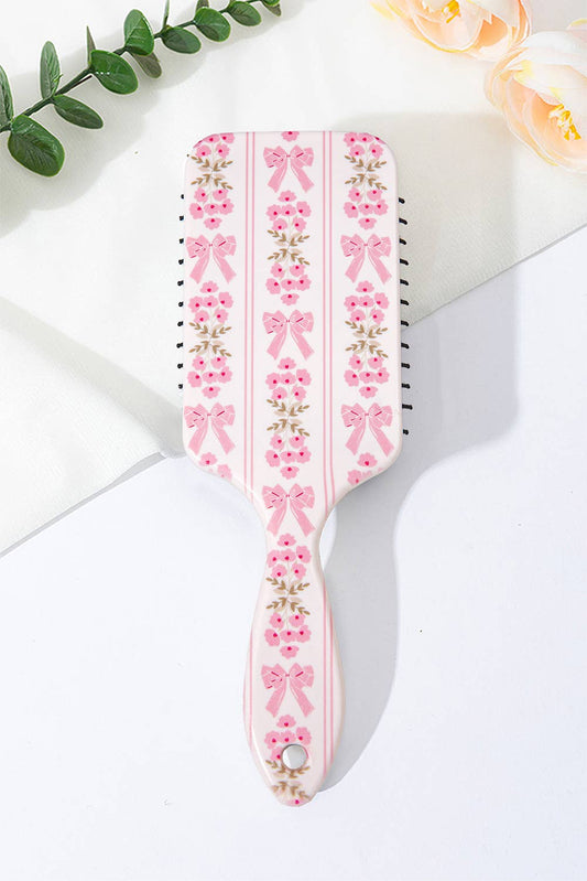 Floral Bow Print Long Handle Air Cushion Comb
