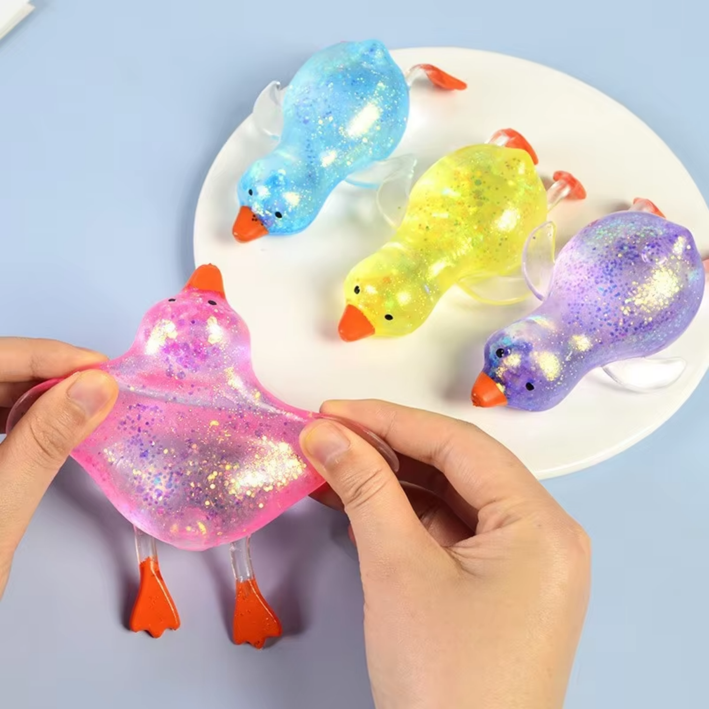 Ducks Glitter Sugar Squishy Fidget Kids Toy- Assorted