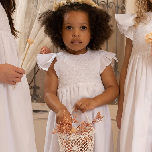 White Elegant Smocked Wedding Dress