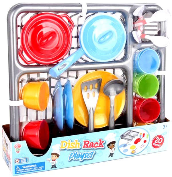 Children's 20 Piece Dish Rack Playset