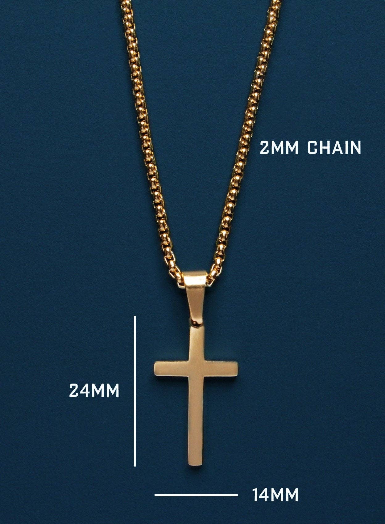 Men's Gold Cross Necklace 20"