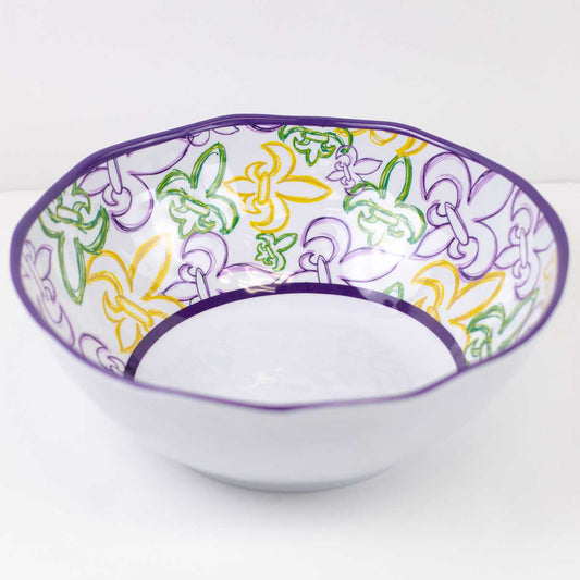 Watercolor Fleur de Lis Melamine Bowl