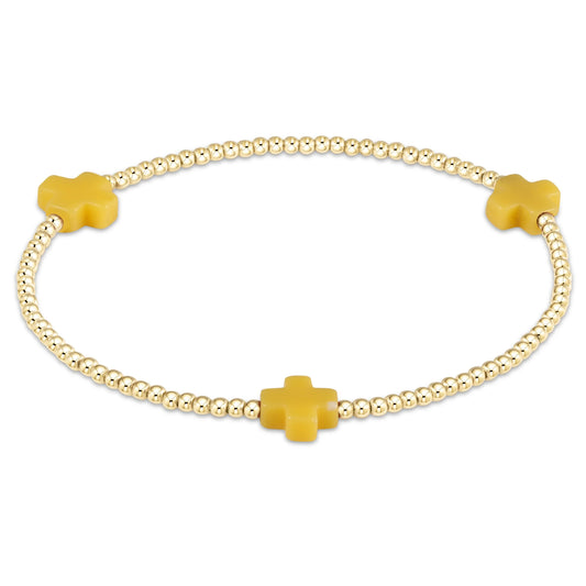 Enewton Signature Cross Gold Pattern 3mm Bead Bracelet-Canary