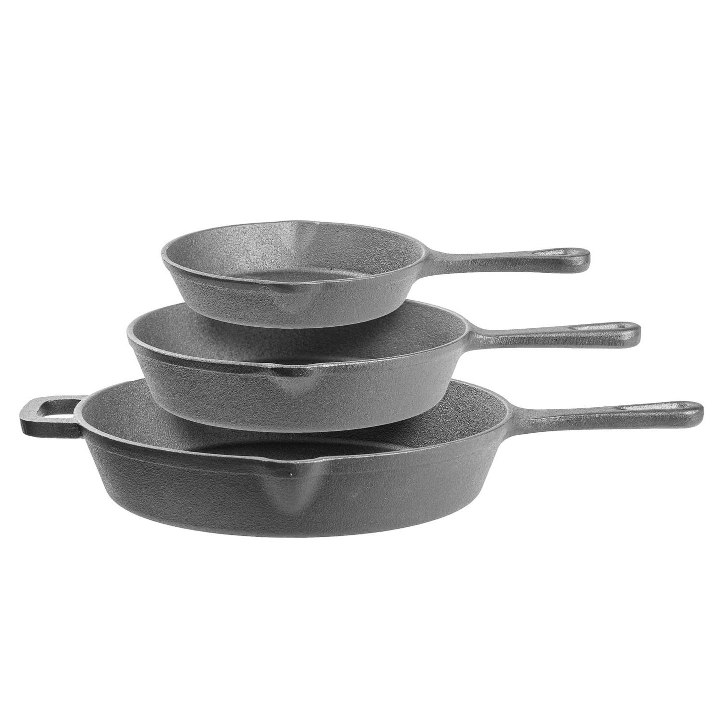 3 Piece Pre Seasoned Cast Iron Frying Pan Set- 6, 8, 10 Inch