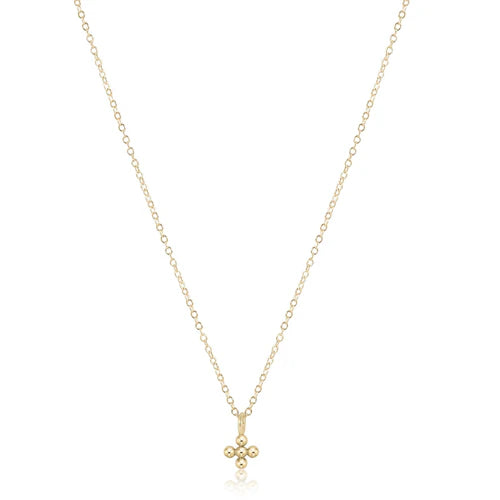 Enewton 16" Necklace Gold - Classic Beaded Signature Cross Small Gold Charm