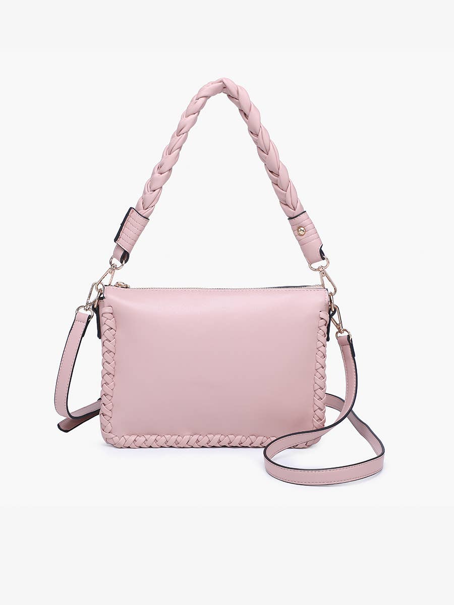 M Judith Whipstitch Trim Shoulder Bag w/ Braided Handle
