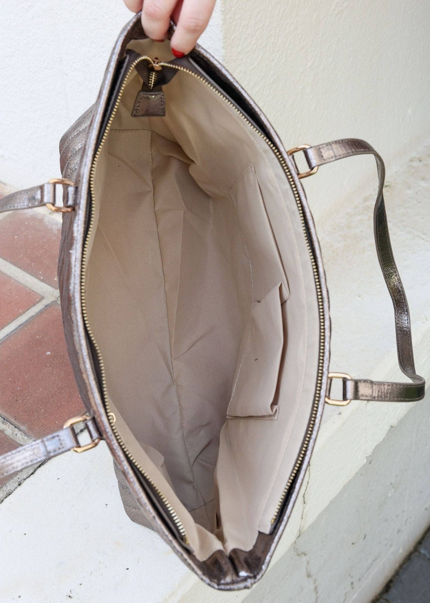 Tabitha Quilted Tote SILVER FLECK