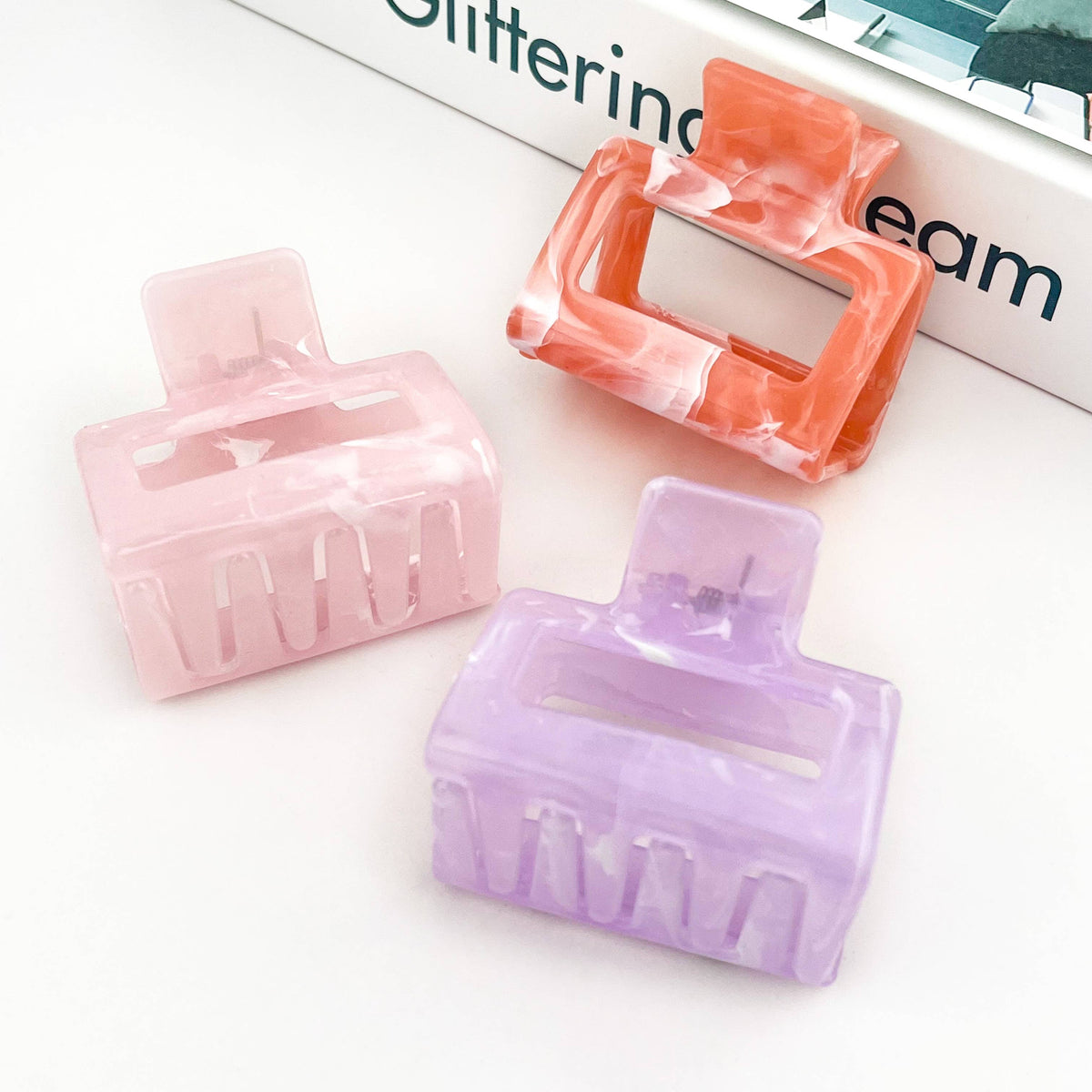 Marble Pattern Square Clip, Classic Hair Clip