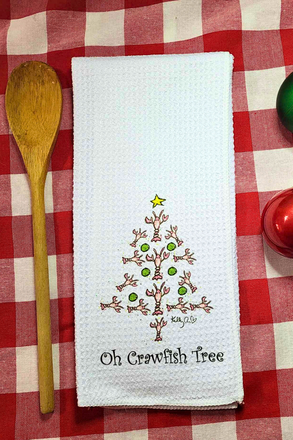 Christmas Tea Towel Oh Crawfish Tree