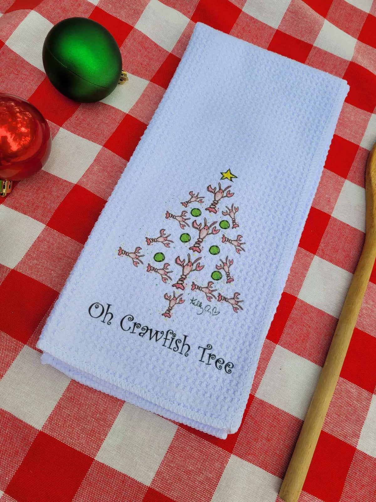 Christmas Tea Towel Oh Crawfish Tree