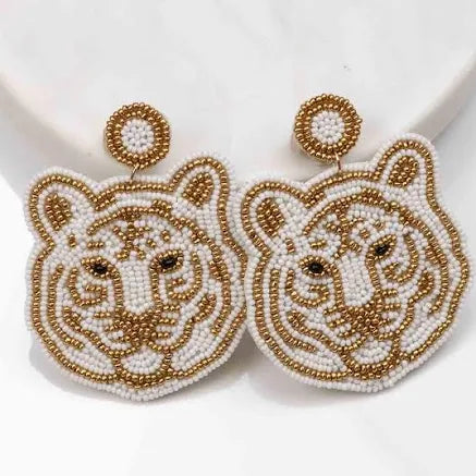 Tiger Face Beaded Earrings