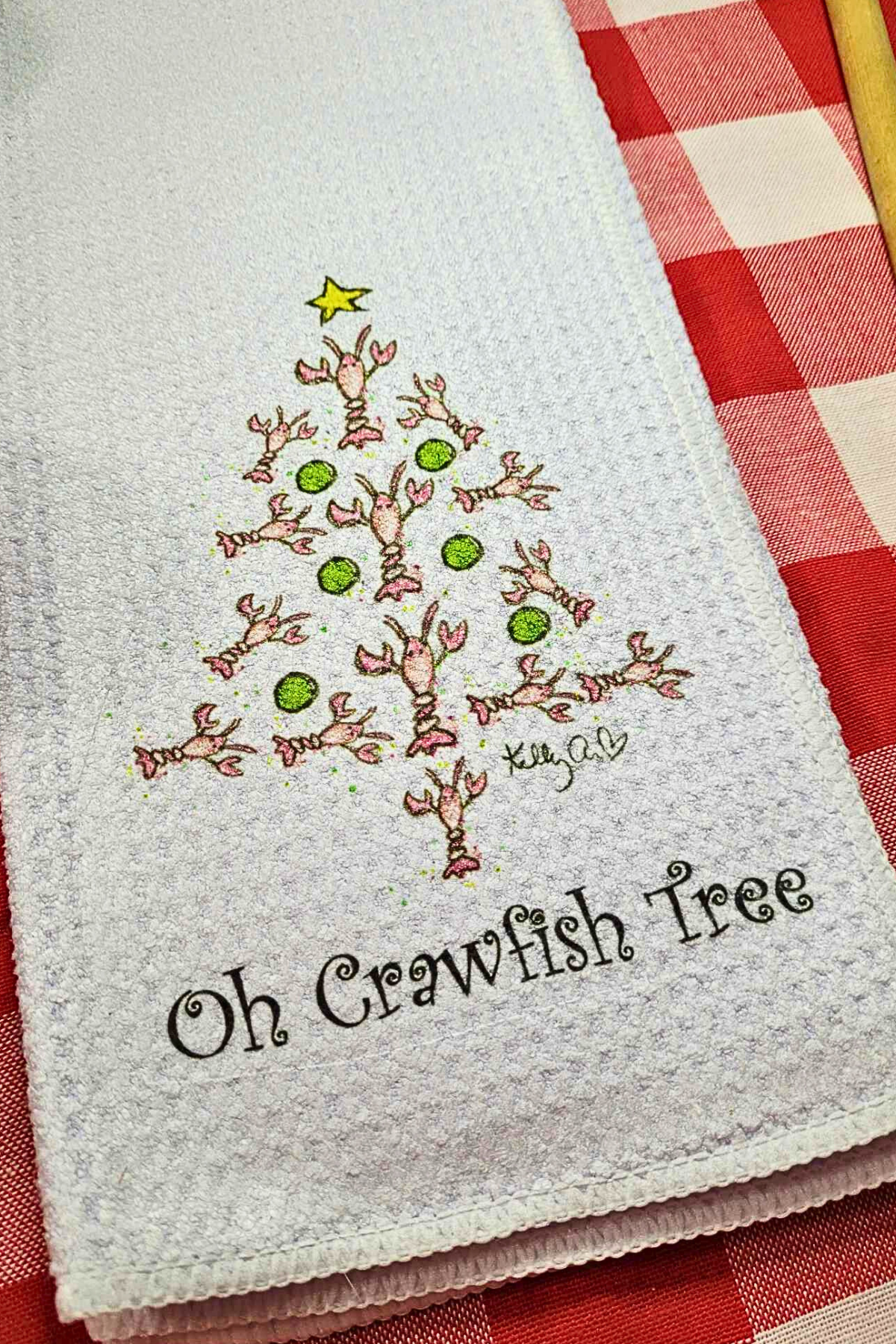 Christmas Tea Towel Oh Crawfish Tree