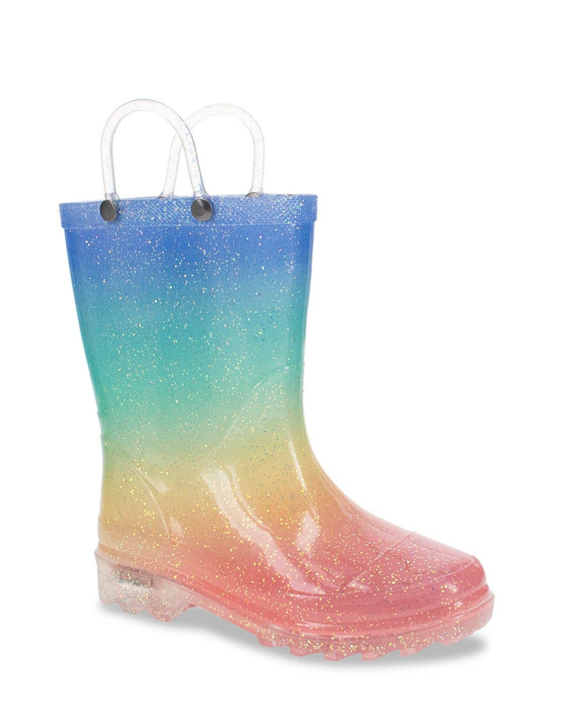 Kids Sparkle Metallic Lighted Rain Boots - Rainbow
