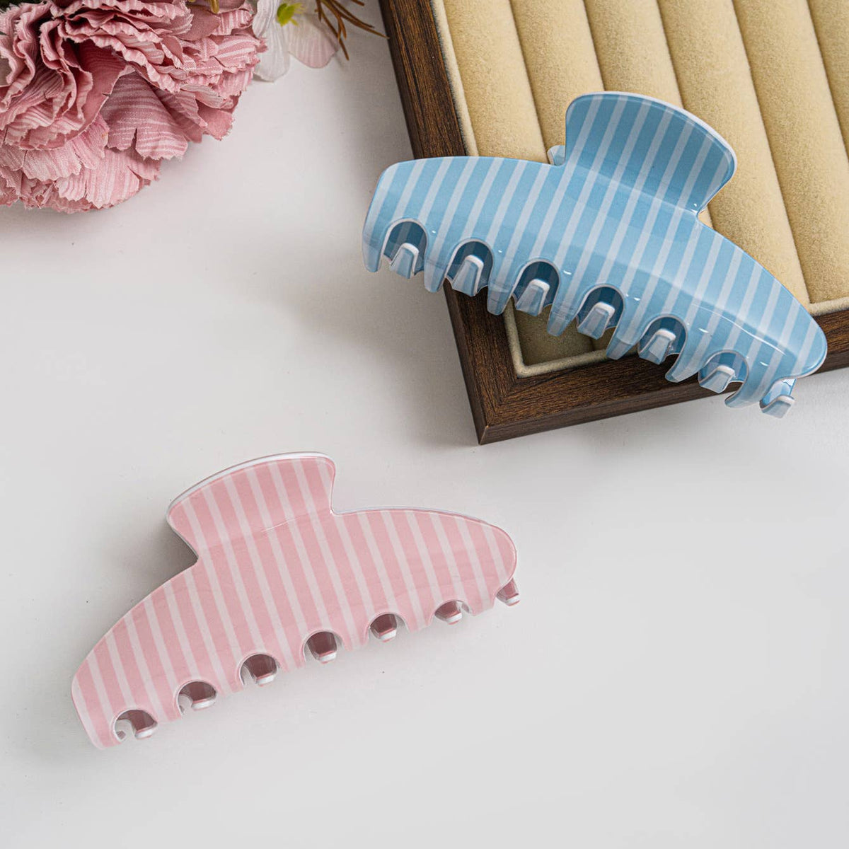 Bright Pastel Vertical Stripe Hair Claw Clip