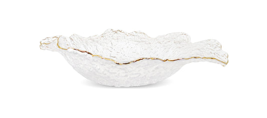 Hammered Glass Ruffled Bowl With Gold Trim