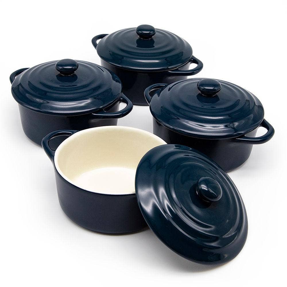 Kook Mini Casserole Dishes & Lids, Ceramic, 12 oz