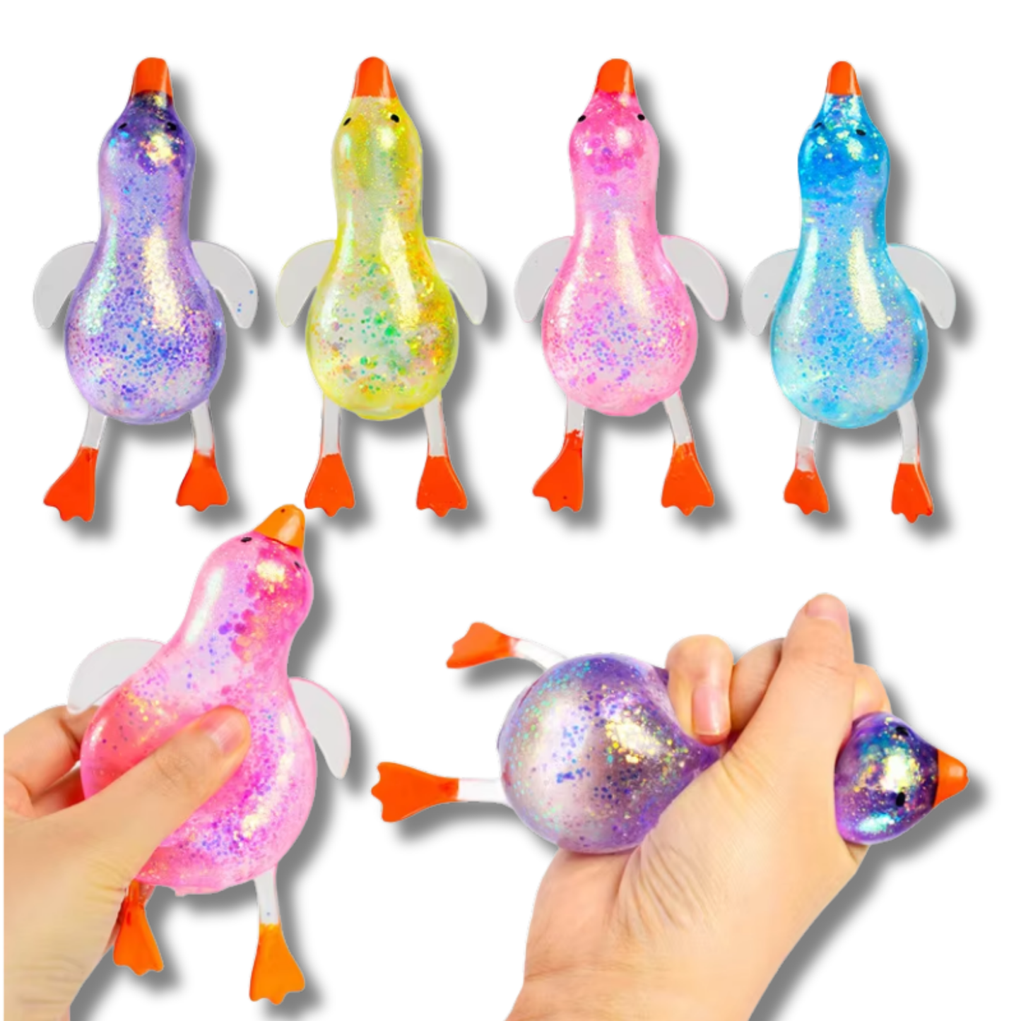 Ducks Glitter Sugar Squishy Fidget Kids Toy- Assorted