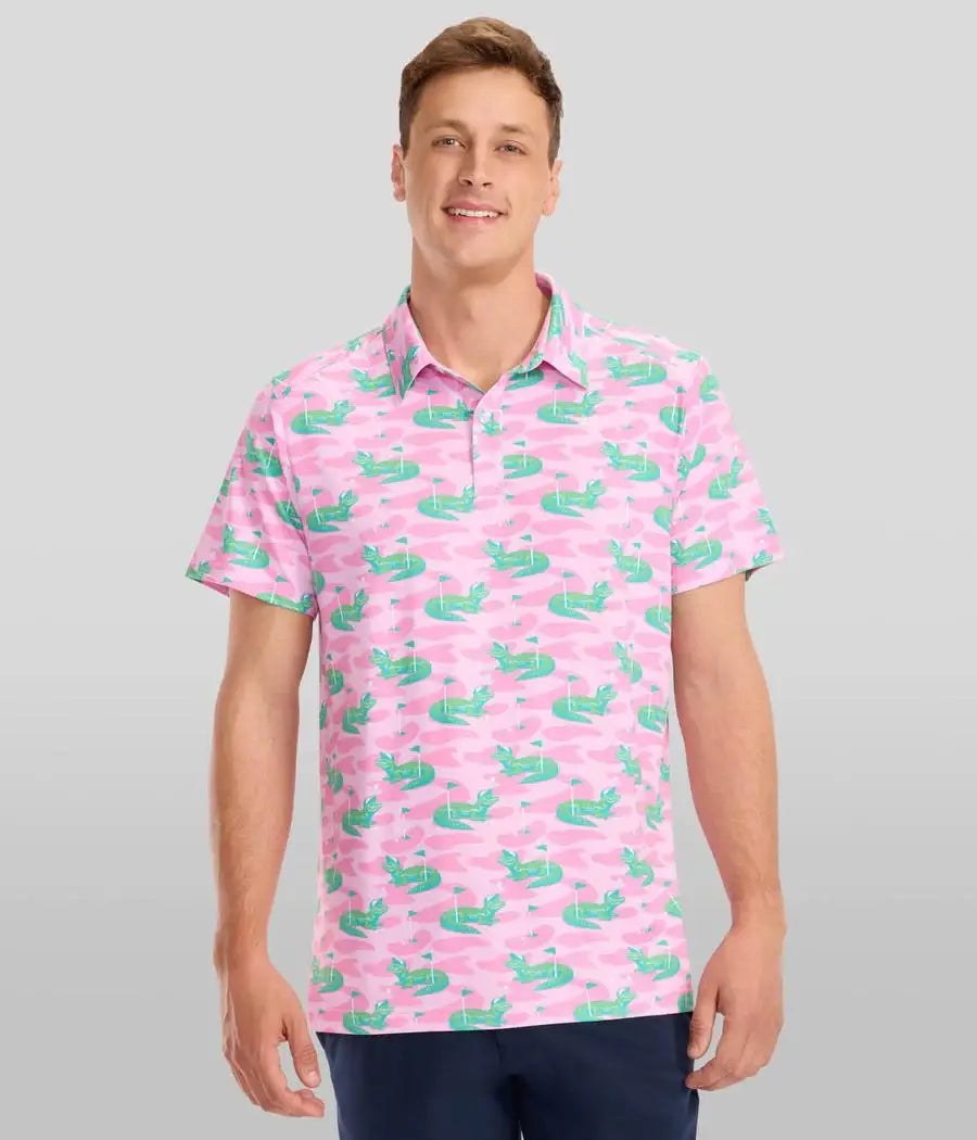 Gator Golfer Pink Men's Golf Polo