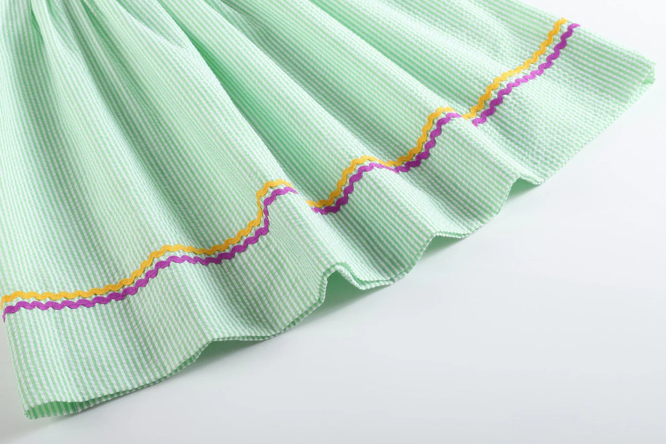 Mardi Gras Smocked Bishop Dress