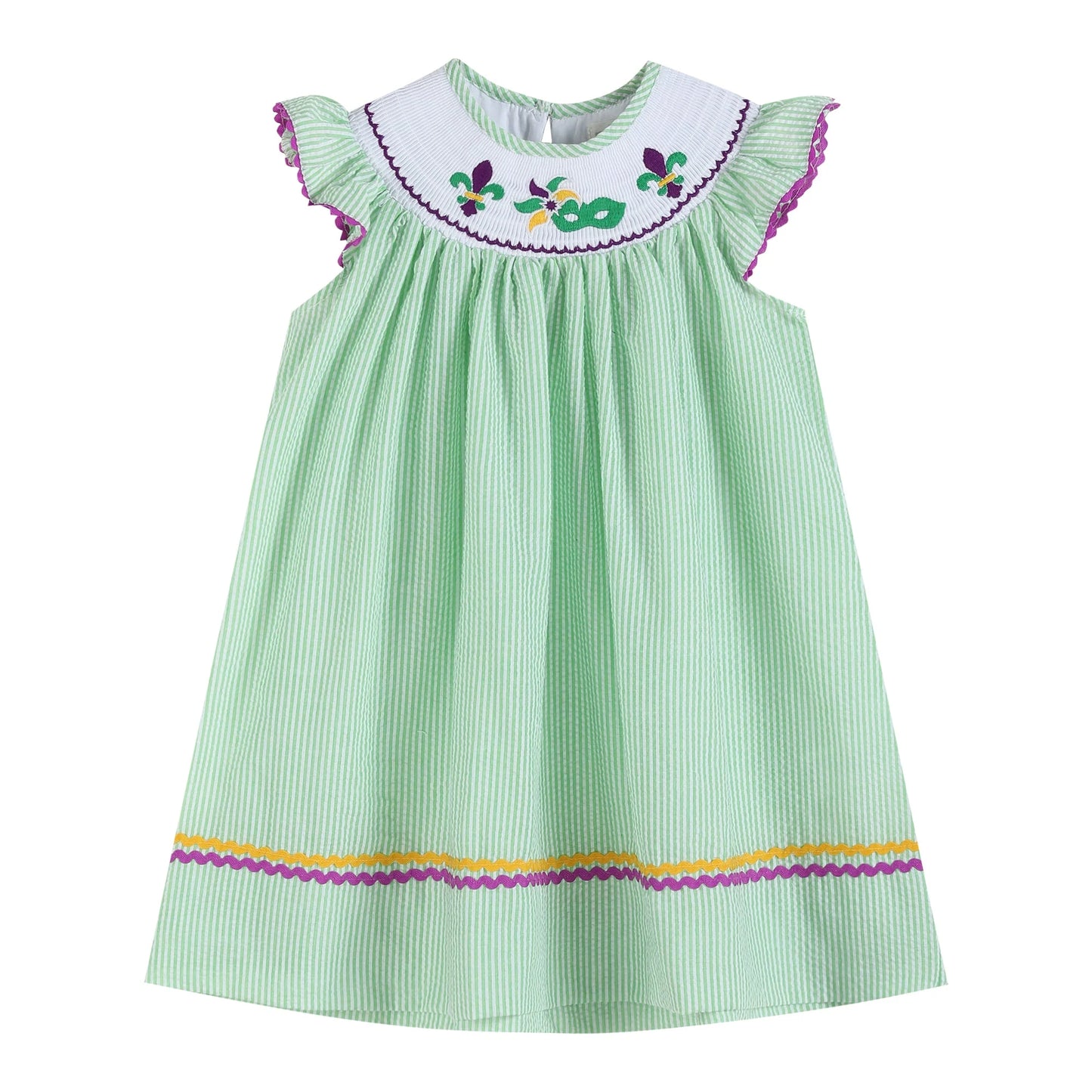 Mardi Gras Smocked Bishop Dress