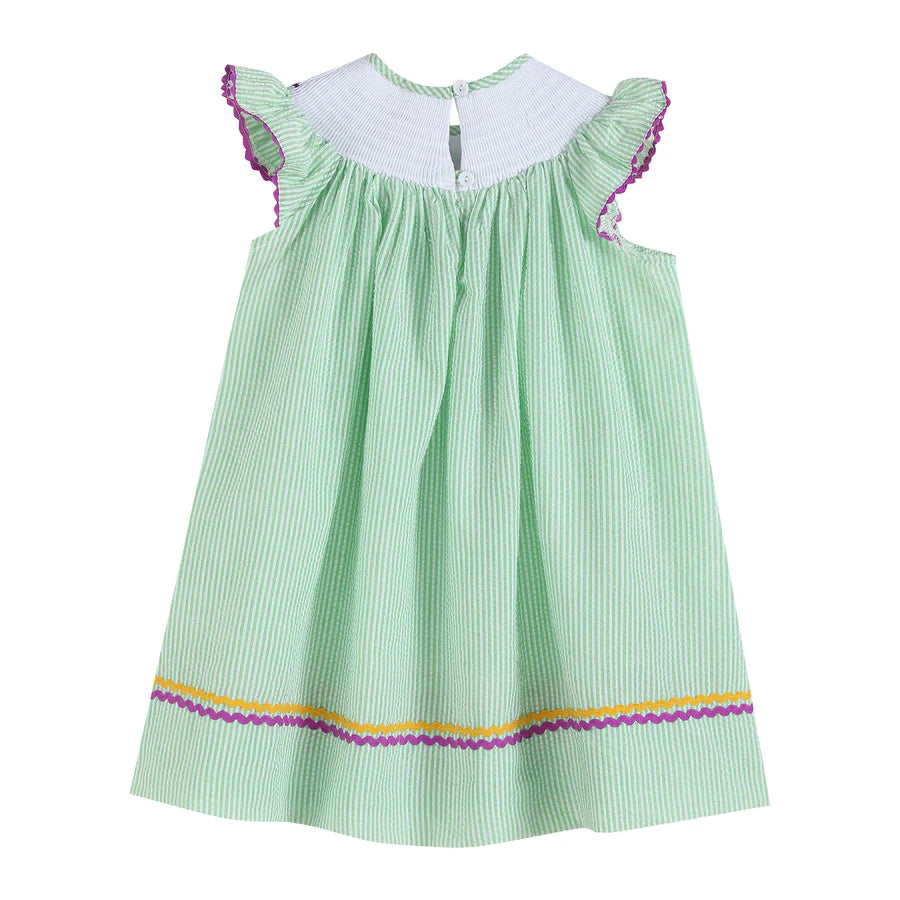 Mardi Gras Smocked Bishop Dress
