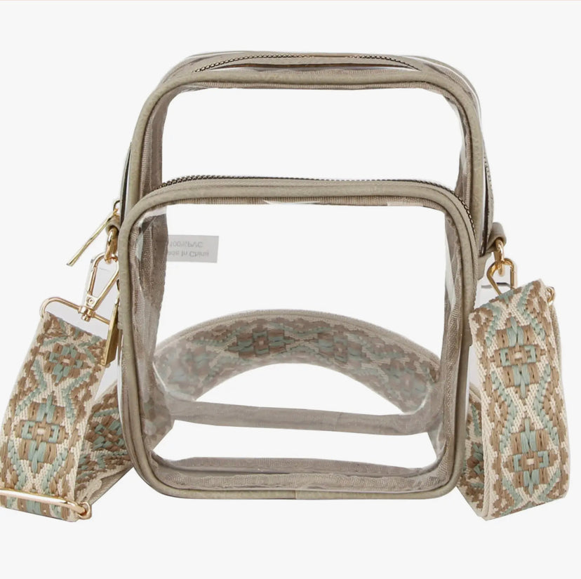 Grey Clear Guitar Strap Mini Crossbody Bag