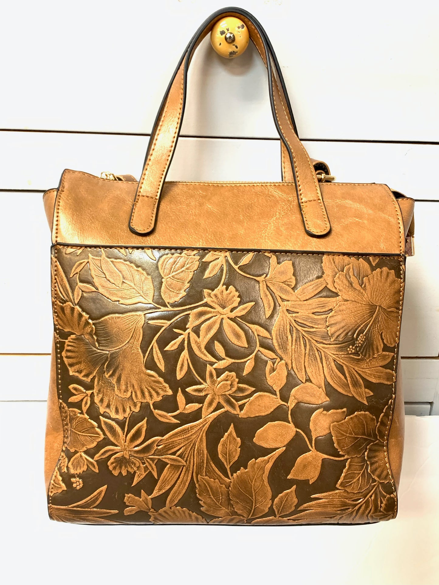 BROWN FLORAL BACKPACK