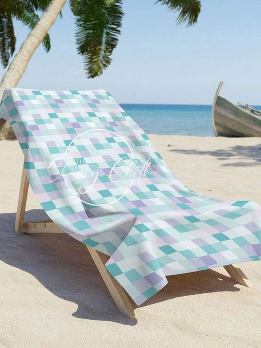 Beach Towel- Aqua Checkered