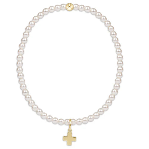 Enewton 3MM Pearl Signature Cross Gold Charm
