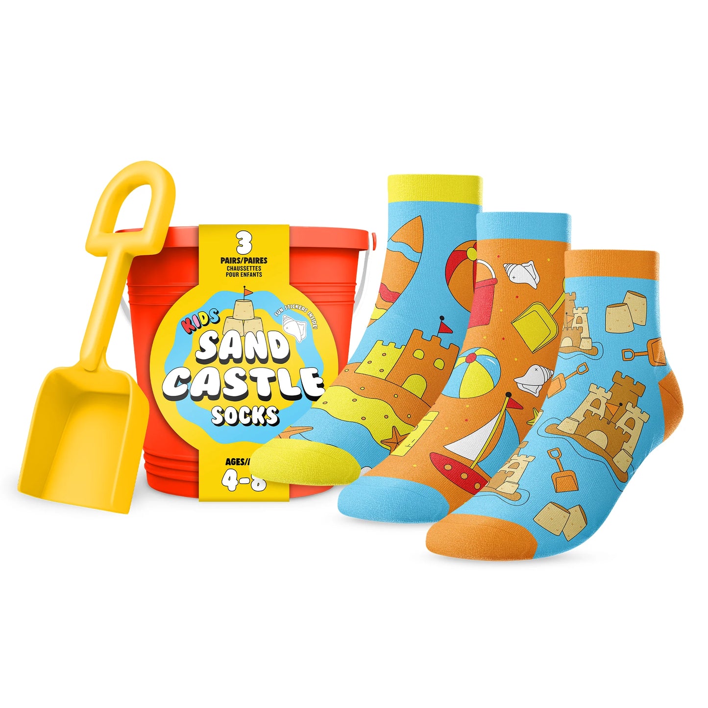 3pk Kids Sand Castle Socks