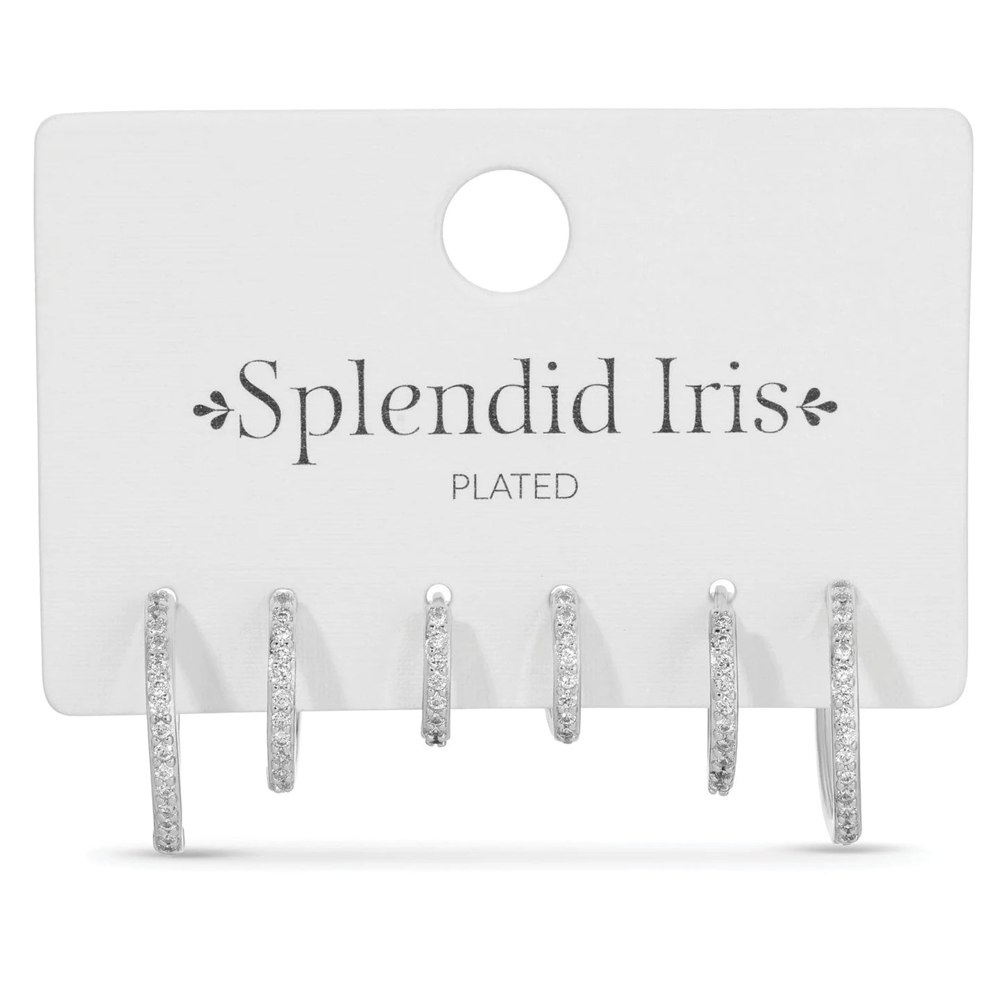 Combo Silver Delicate Paved Earrings