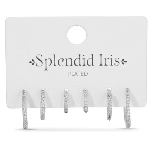 Combo Silver Delicate Paved Earrings